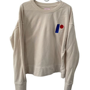 Rally Club Women's Eugene Cropped Sweatshirt in Cream Embroidered "r" Size Large